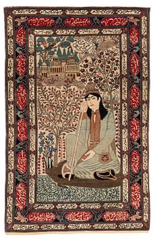 392. A pictoral Kashan 'Mohtasham' Central Persia, c. 205 x 130 cm.