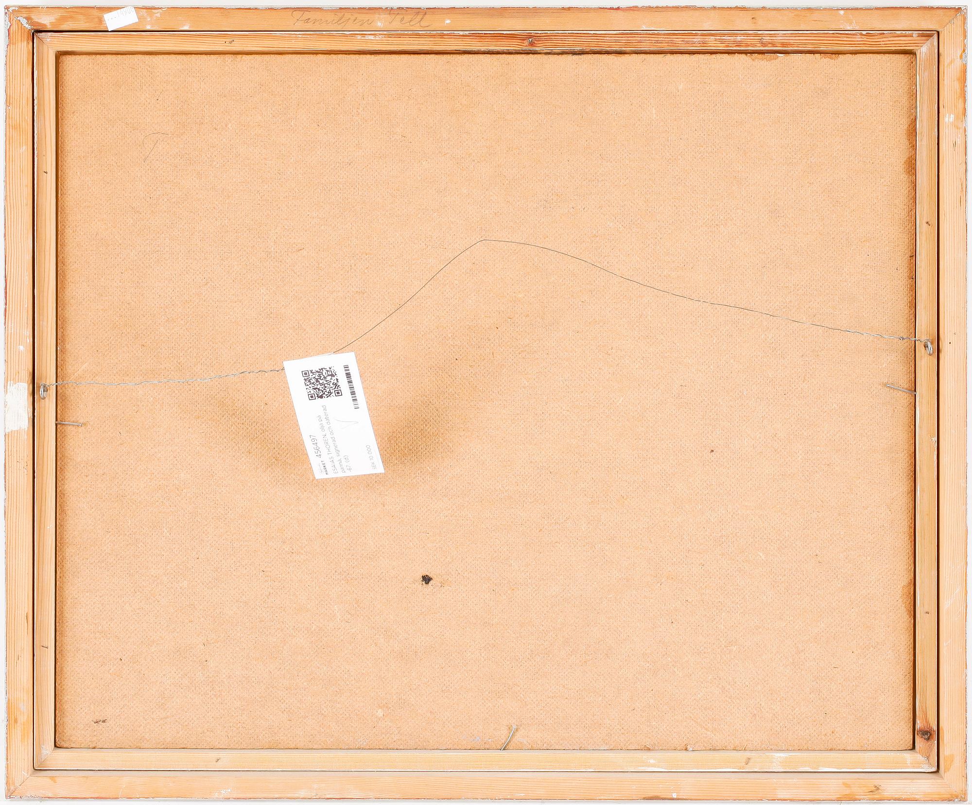 ESAIAS THORÉN, olja på pannå, signerad och daterad -67.