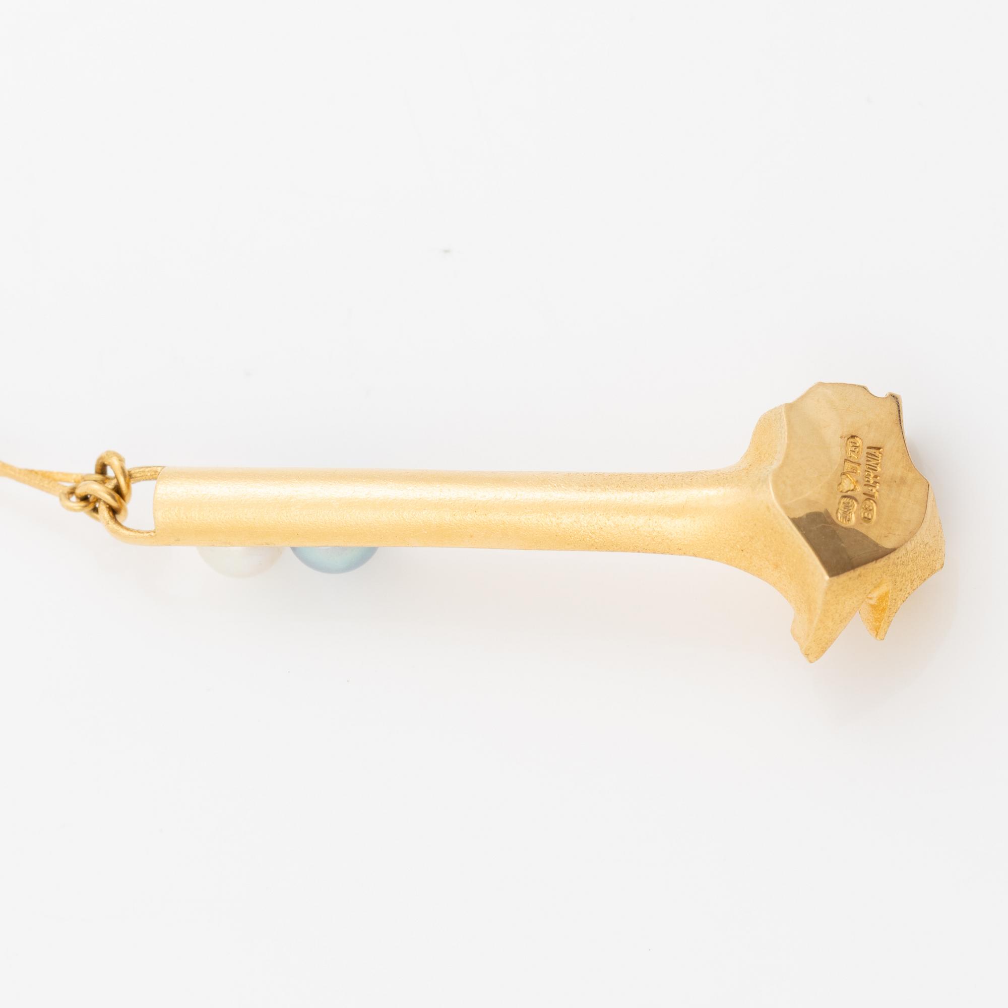 Björn Weckström, Necklace "Arousal", 18K gold with pearls. Lapponia 1979.