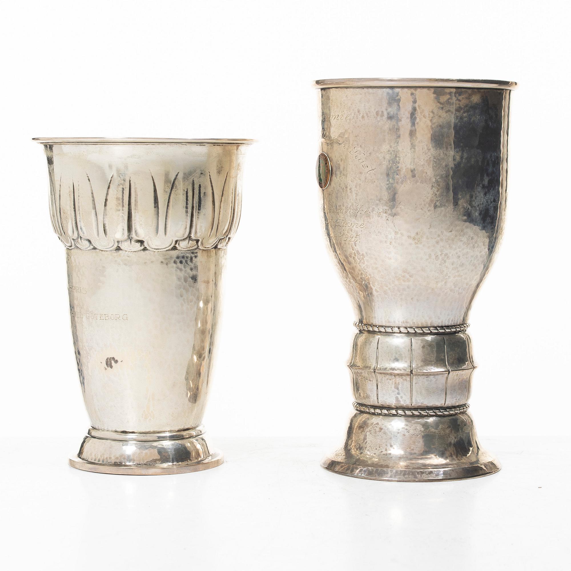 Trophies, 2 pcs, silver, Denmark and Sweden, 1920s.