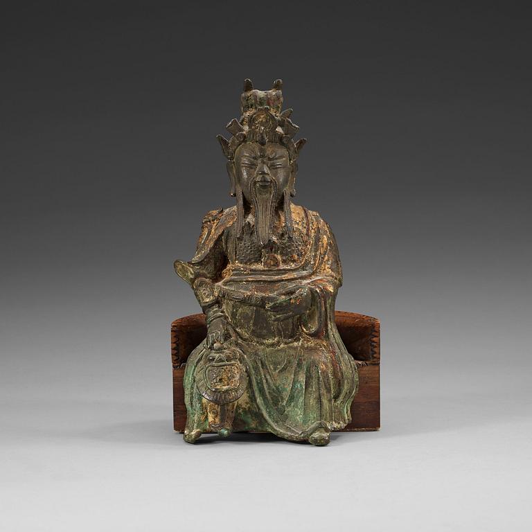 A seated figure of Guan Di (God of War), Ming dynasty, 17th Century.