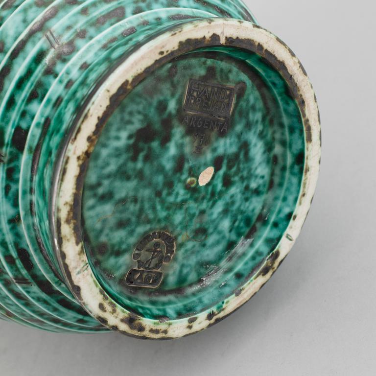 WILHELM KÅGE, an "Argenta" stoneware vase, Gustavsberg Sweden.