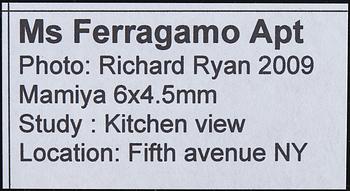 RICHARD RYAN, signerat fotografi, "Ms Ferragamo Apt", 2009, Notes nr 0021, ur serien "Notes by Ryan".