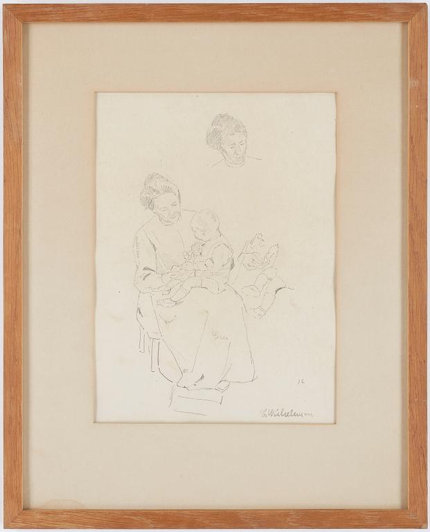 CARL WILHELMSON, 2 st, blyertsteckningar, stämpelsign.