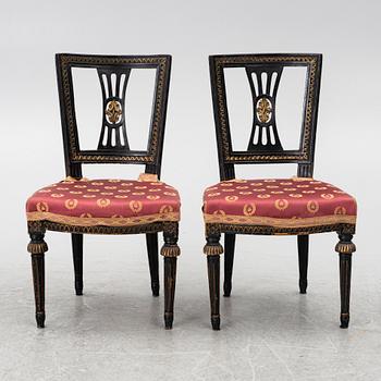 A pair of late Gustavian chairs from Lindome, late 18th century.