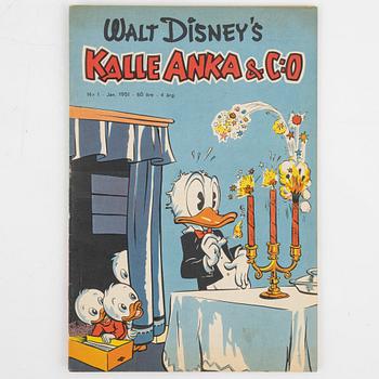 Serietidningar, "Kalle Anka & Co", 12 st, komplett årgång 1951.