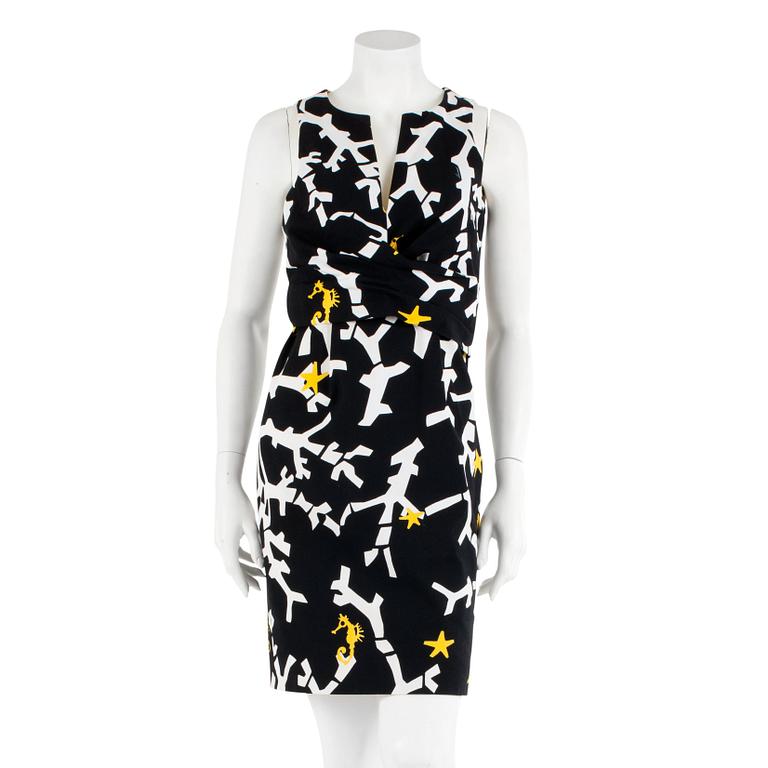 GUCCI, a black-and white printed cotton dress, italian size 42.