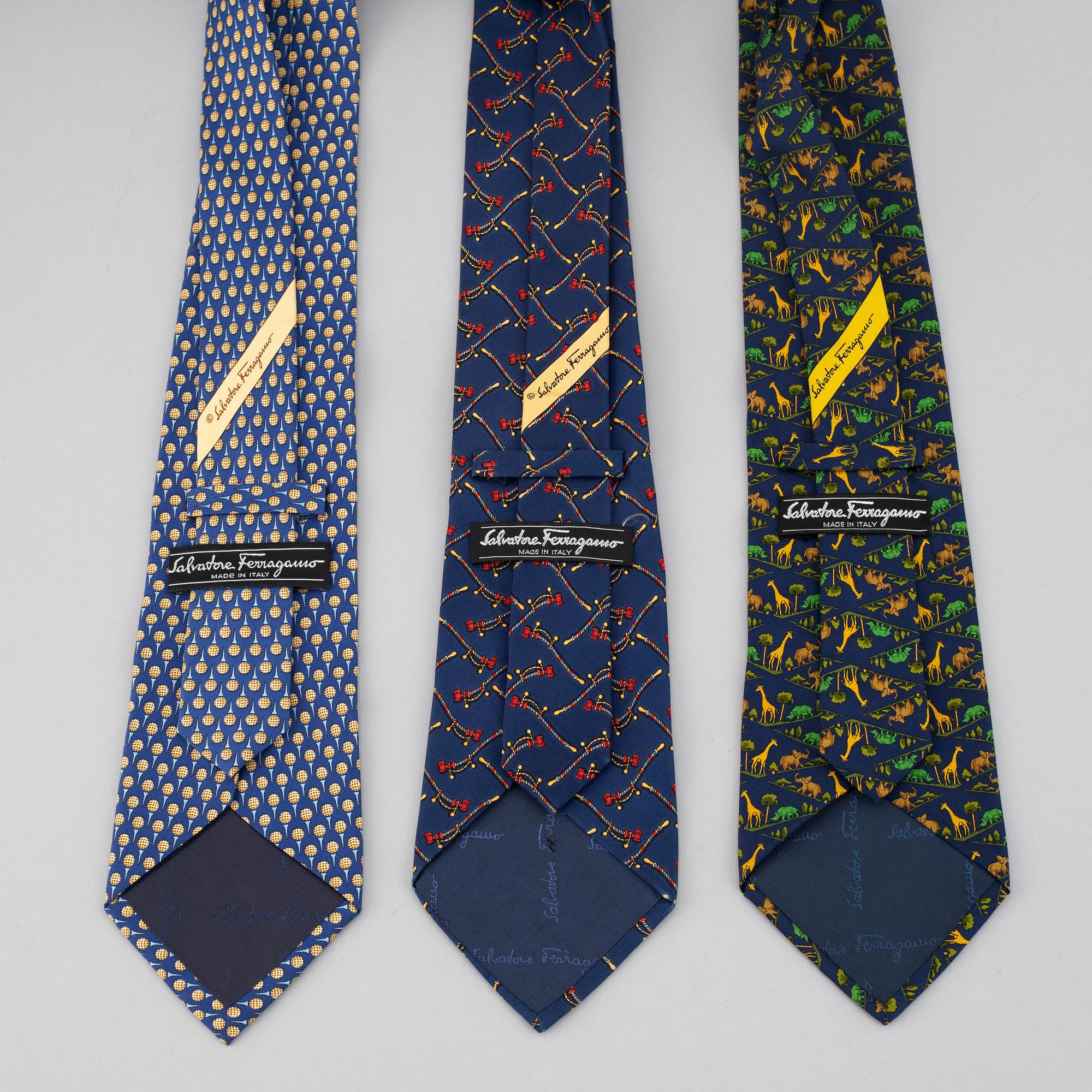 SALVATORE FERRAGAMO, three silk ties.