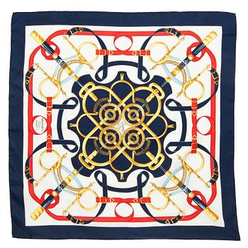 860. HERMÈS, silk scarf, "Eperon D'or".