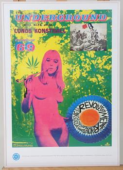 JOHANNESSON, STURE, affisch efter feb 69. The UNDERGROUND will take over...", sign.