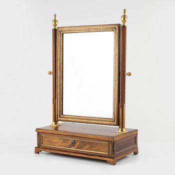 A late Gustavian mahogany and gilt-brass mounted dressing mirror, late 18th century.
