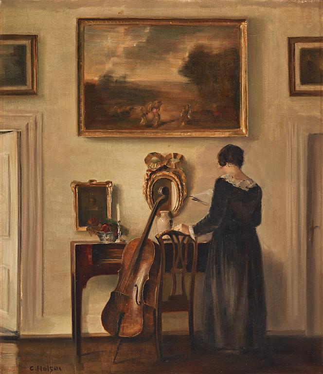 Carl Holsoe, Interior with woman and cello.