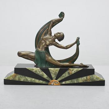 SKULPTUR, brons och marmor, Jean Lormier, signerad, 1930-tal.