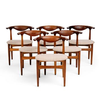 401. Knud Faerch, a set of six teak 'Cowhorn model 251 chairs', Slagelse Møbelvaerk, Denmark, 1950-60s.