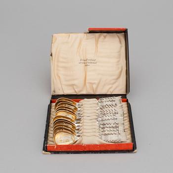 KAFFESKEDAR, 12 st, silver, Forslunds, Boden 1940, s k Lappsilver. Vikt ca 180 gram.