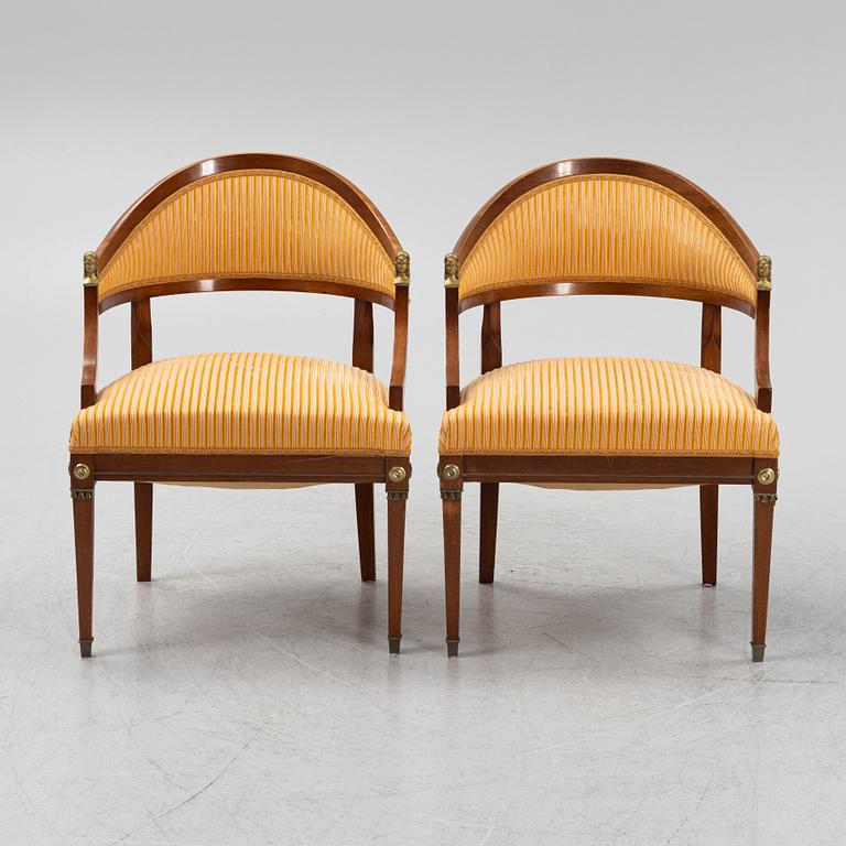 Pair of armchairs, Empire style, first half of the 20th century.