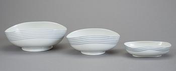 MATSERVIS, 55 delar. "Grå ränder", Wilhelm Kåge, Gustavsberg 1945-1969.