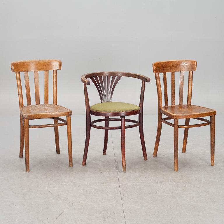 KARMSTOL SAMT STOLAR, 3 delar. Thonet samt J&J Kohn, 1900-talets första hälft.