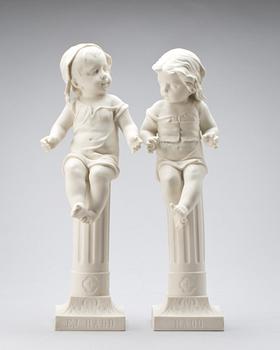 FIGURINER, 2 st, parian. Gustafsberg 1906.