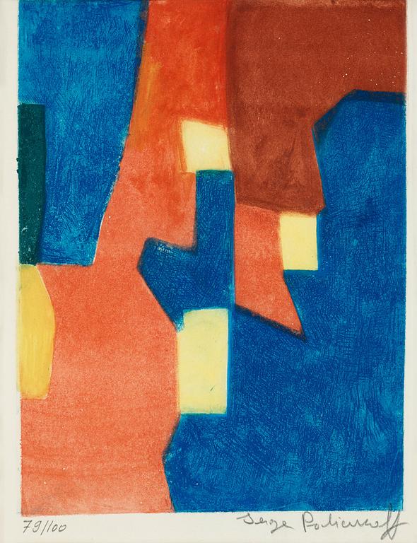 Serge Poliakoff, "Composition rouge, jaune et bleue".