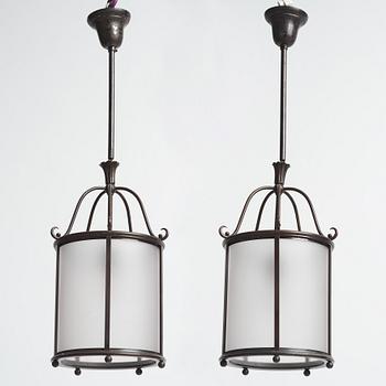 Harald Notini, a pair of ceiling lamps model "6051", Arvid Böhlmarks Lampfabrik, Stockholm, 1920s-30s.