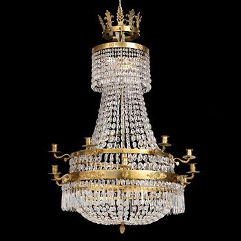 129. A Swedish Empire twelve-branch chandelier, Stockholm, early 19th century.