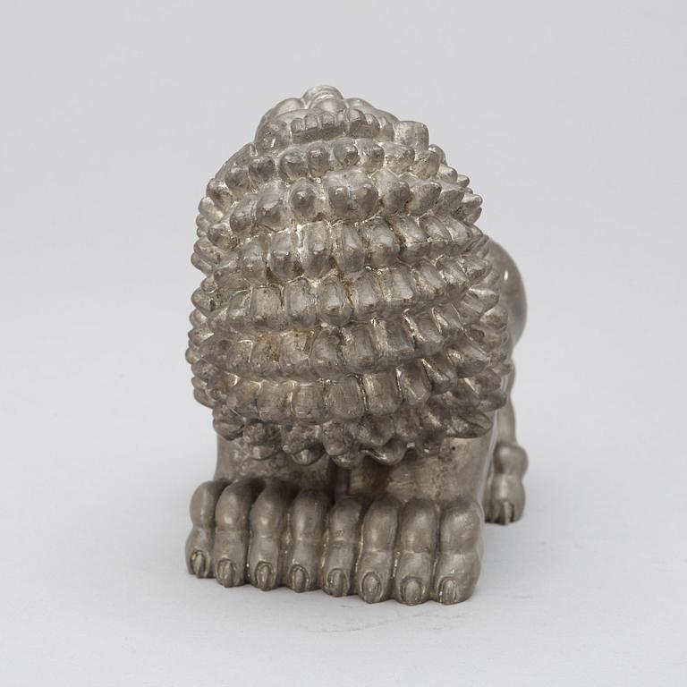 An Anna Petrus pewter sculpture of a lion, Svenskt Tenn, Stockholm 1920's-30's.