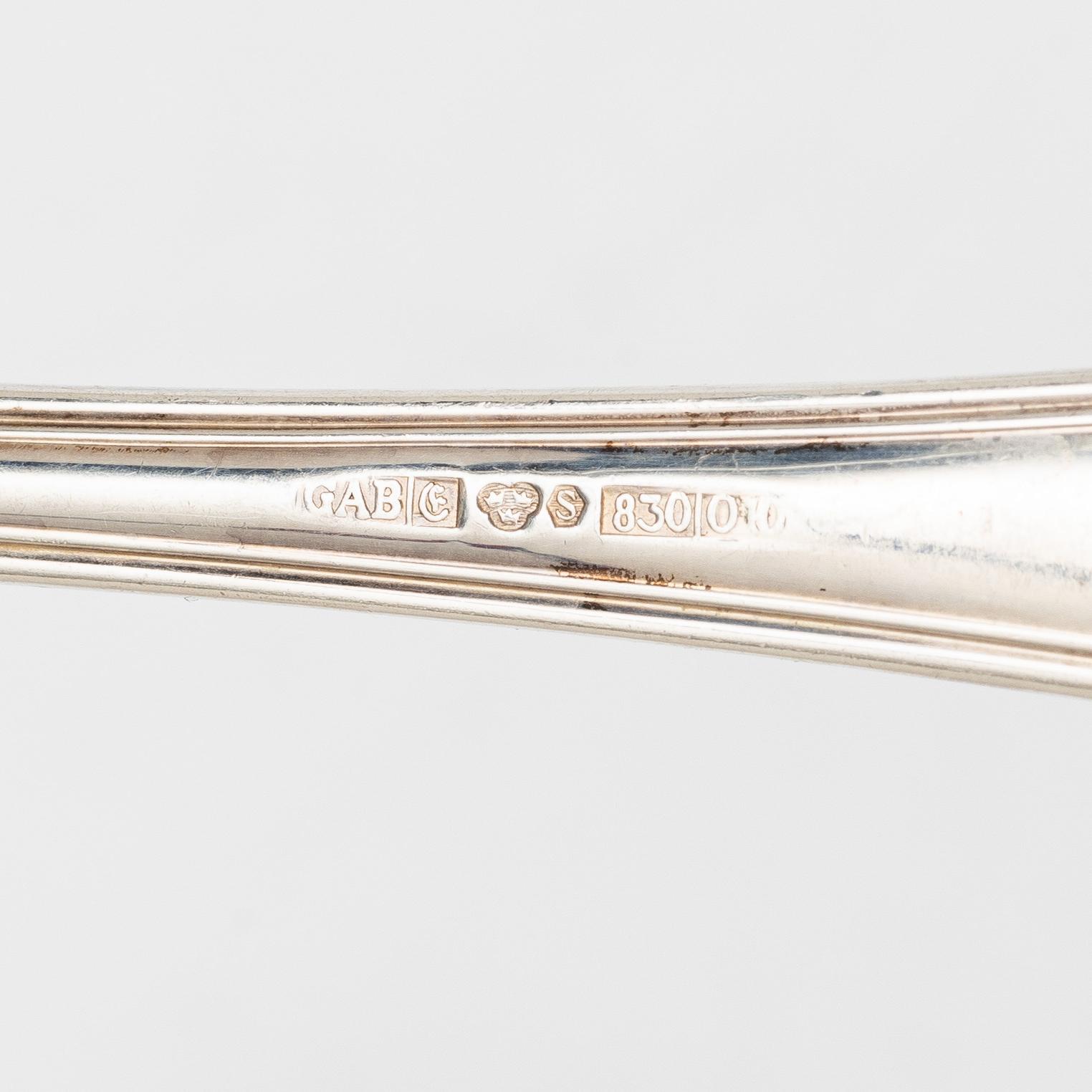 Guldsmedsaktiebolaget (GAB), A Swedish silver cutlery set, 'Gammal fransk' pattern, including with year mark Eskilstuna 1983 (89 pieces).