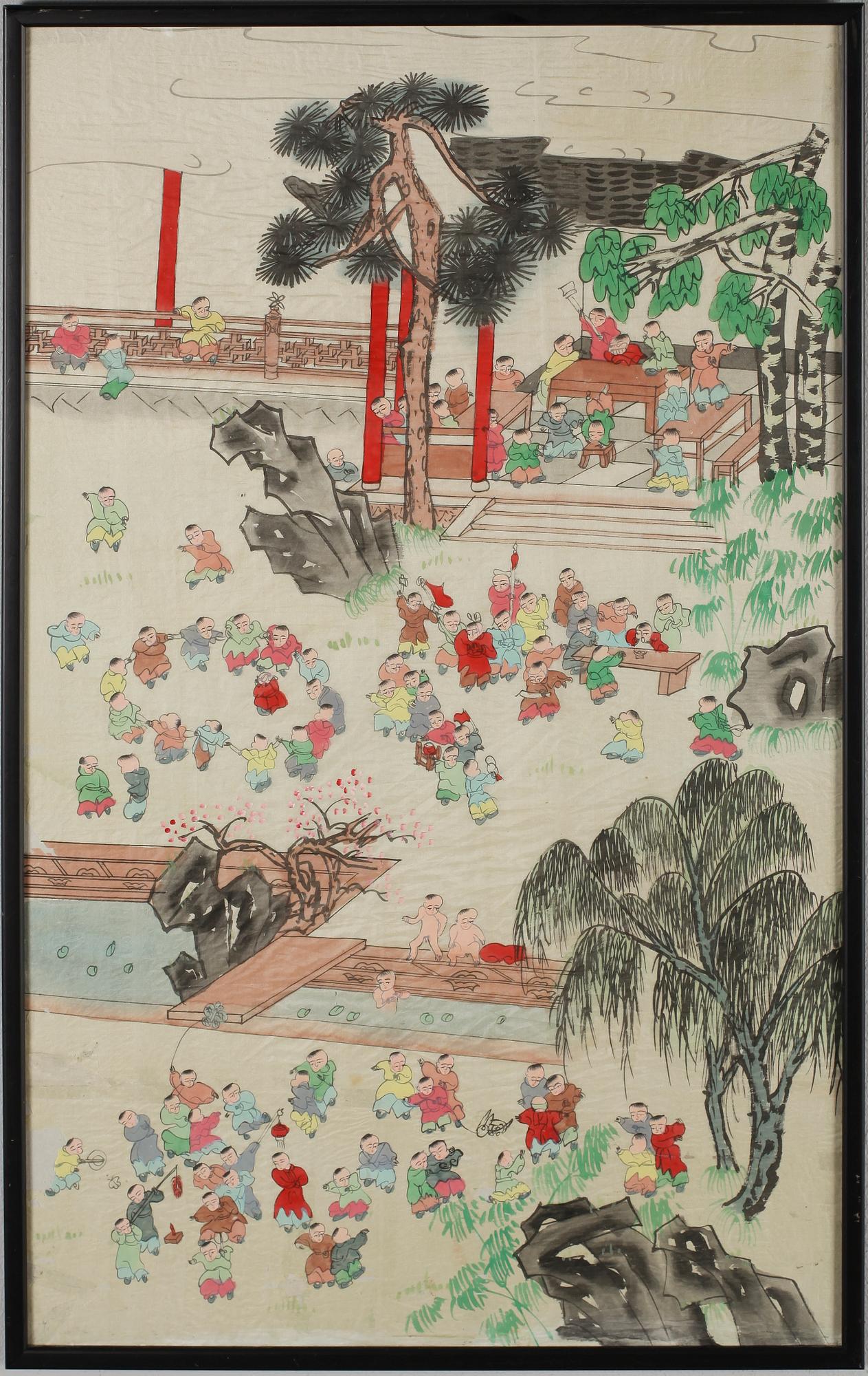 OIDENTIFIERAD KONSTNÄR, gouache på siden, Kina, 1900-tal.