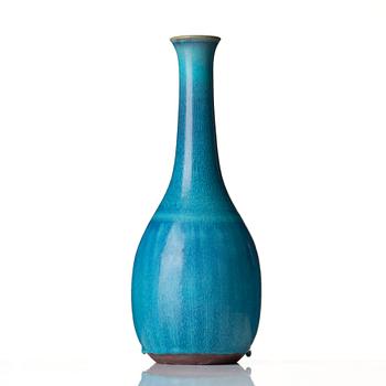 Wilhelm Kåge, a turquoise glazed "Farsta" stoneware vase, Gustavsberg studio, Sweden 1956.