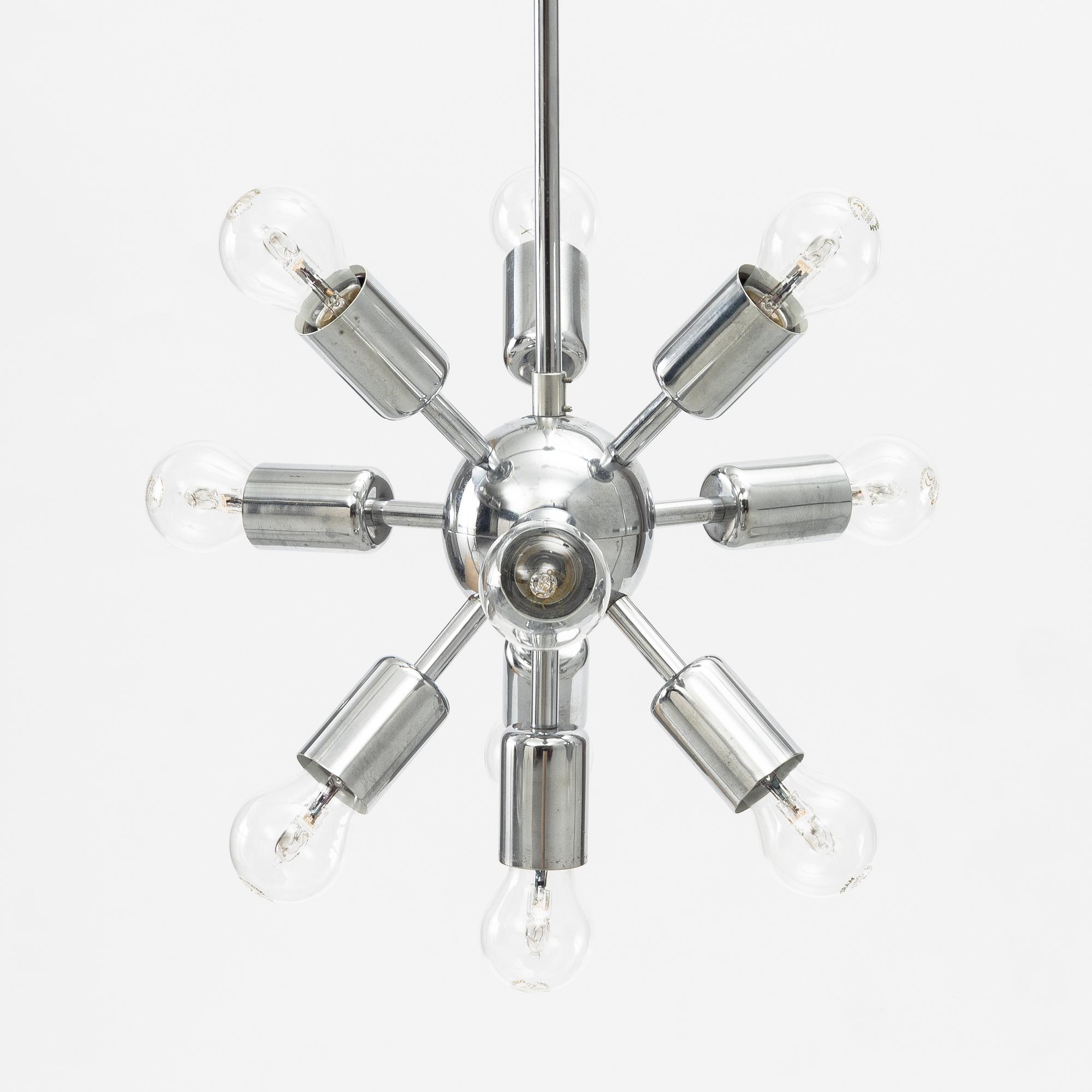 A ceiling lamp, Sputnik model 21416, attributed to Jaroslav Bejvl, Czech Republic, second half of the 20th Century.