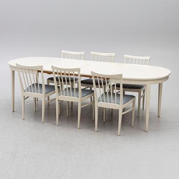 Carl Malmsten, dining group, 7 pieces, "Herrgården", Åfors, second half of the 20th century.