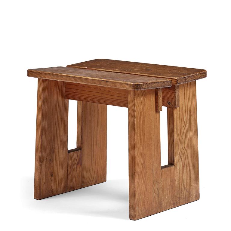 Axel Einar Hjorth, a "Skoga" stained pine stool, Nordiska Kompaniet, Sweden, 1930s.