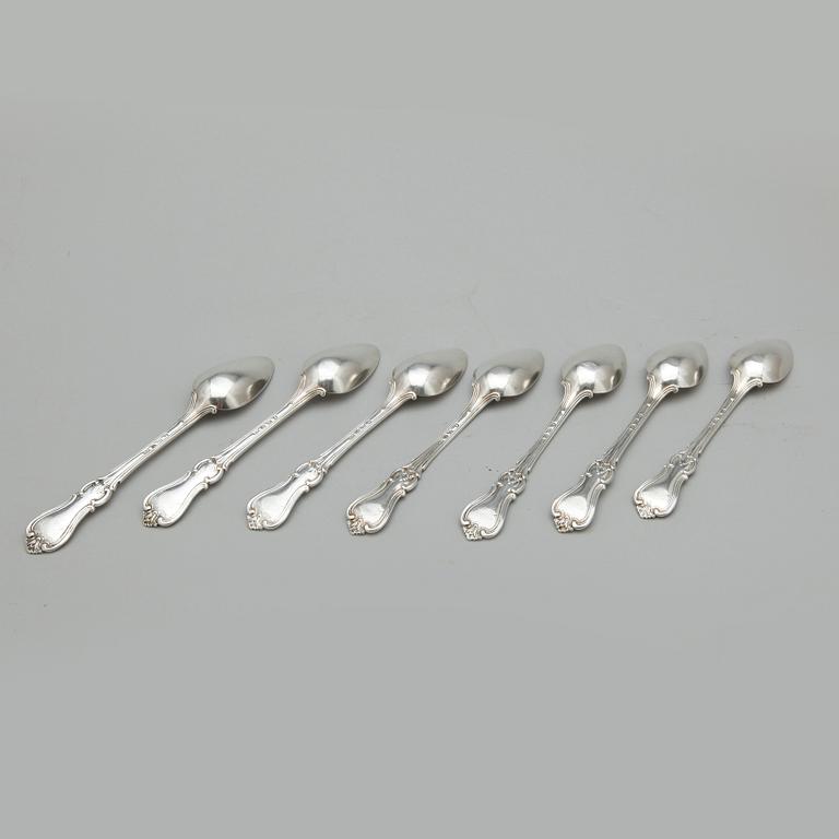 EFTERRÄTTSSKEDAR, 7 st silver, Christian Hammer, Stockholm 1857. Total vikt ca 266 gram.