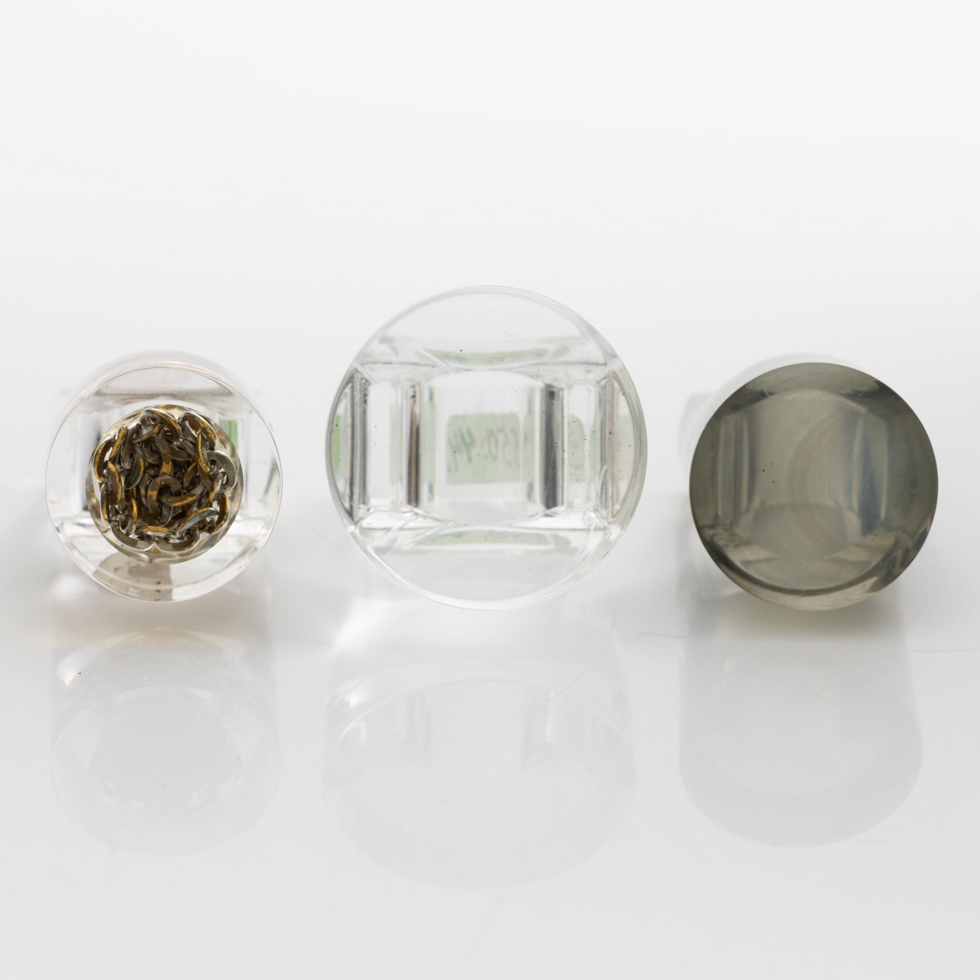 Siv Lagerström, three acrylic rings, 1970s.