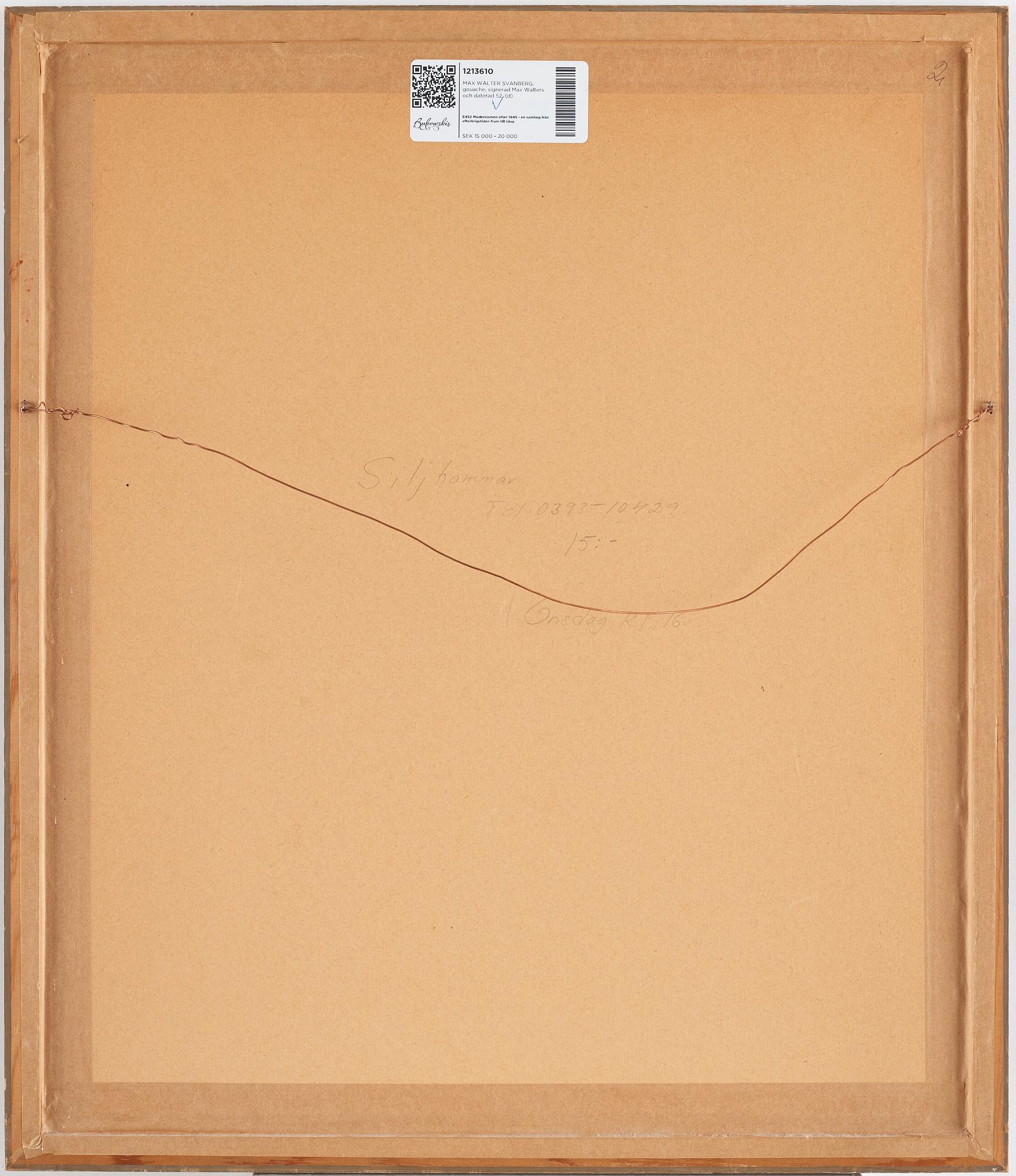MAX WALTER SVANBERG, gouache, signed MAx Walters and dated 52.