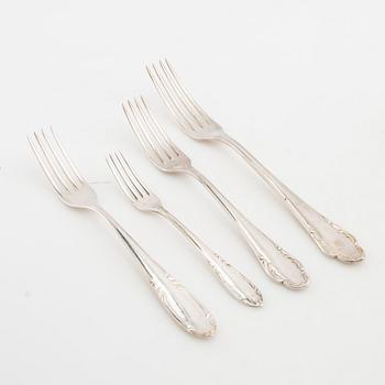 Cutlery service parts, 127 + 31 pieces, model Haga, GAB and C. G. Hallberg, Stockholm, 1950s/1960s.