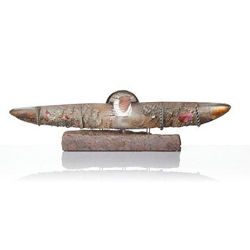 Bertil Vallien, a unique sand cast glass sculpture of a boat, Kosta Boda, Sweden, 1980s.