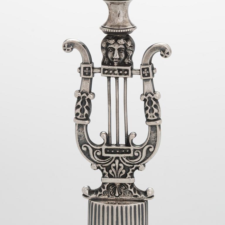 A pair of Empire silver candlesticks, maker's mark of Jacob Herman Lundström, Kuopio 1830.
