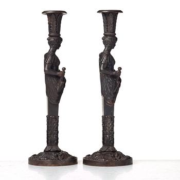 A pair of German Empire candlesticks, Berlin 1810-20.