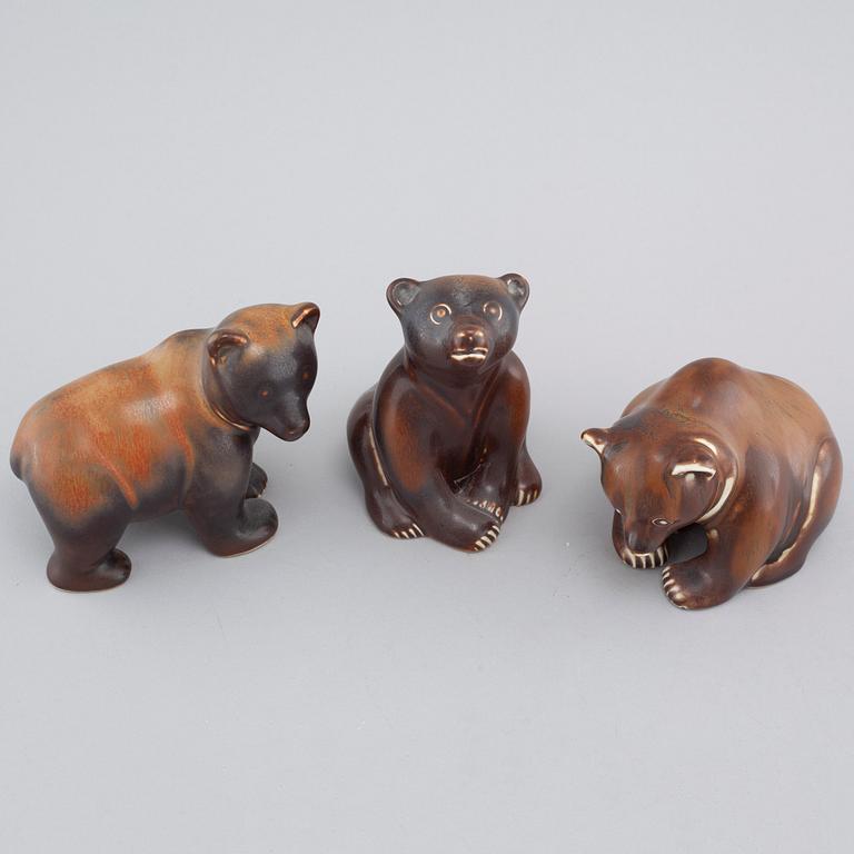 Three stoneware figurines by Gunnar Nylund for Rörstrand, second half of the 20th century.