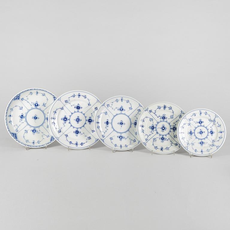 A group of five 'Blue Fluted' porcelain plates, Royal Copenhagen, model 2055, 761, 330, 329, 12, 1900-1973.