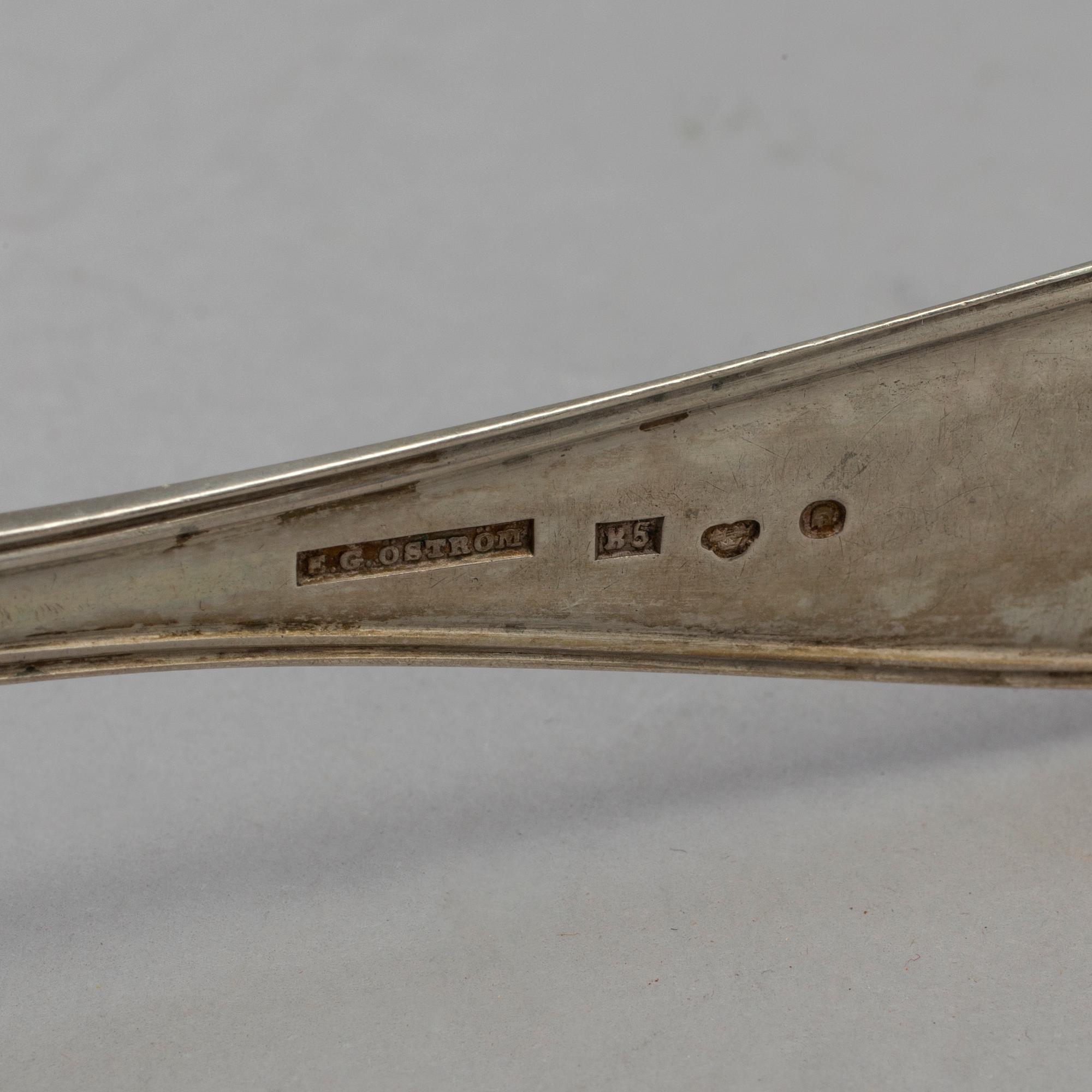 14 Swedish silver spoons from Gävle, 1838-73.