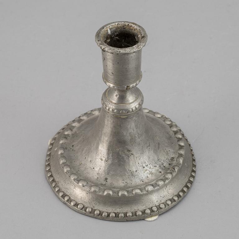 Four gustavian pewter candlestick, late 18th / early 19th century.