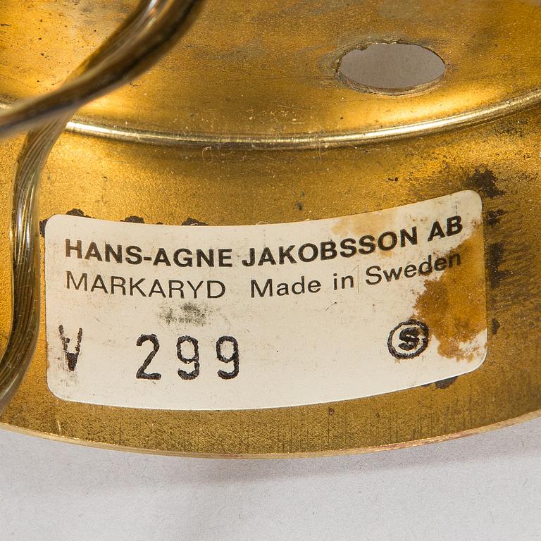 Hans-Agne Jakobsson, Two 1960/1970s 'V299' wall lights for Hans Agne Jakobsson AB, Markaryd. Sweden.