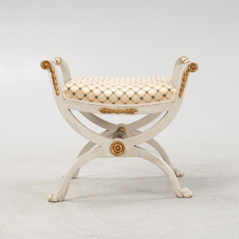 A late Gustavian-style stool, late 19th century.