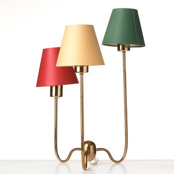 Josef Frank, a brass three light table lamp, Svenskt Tenn, Sweden, model G 2468.