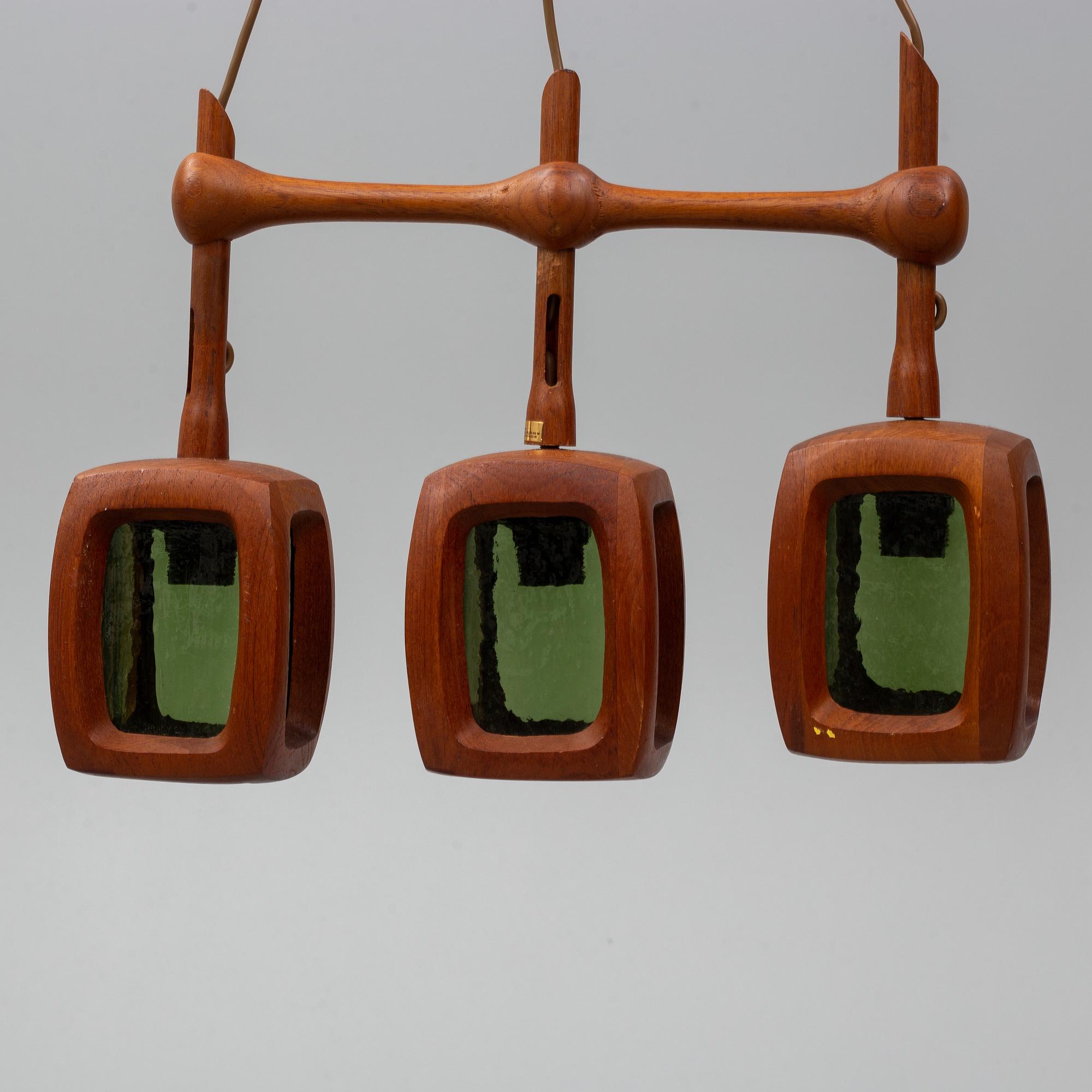 A Swedish 1950's-60's teak ceiling lamp.