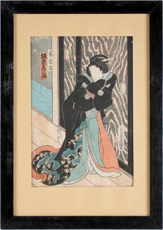 TOYOKUNI III, träsnitt, sign i trycket.