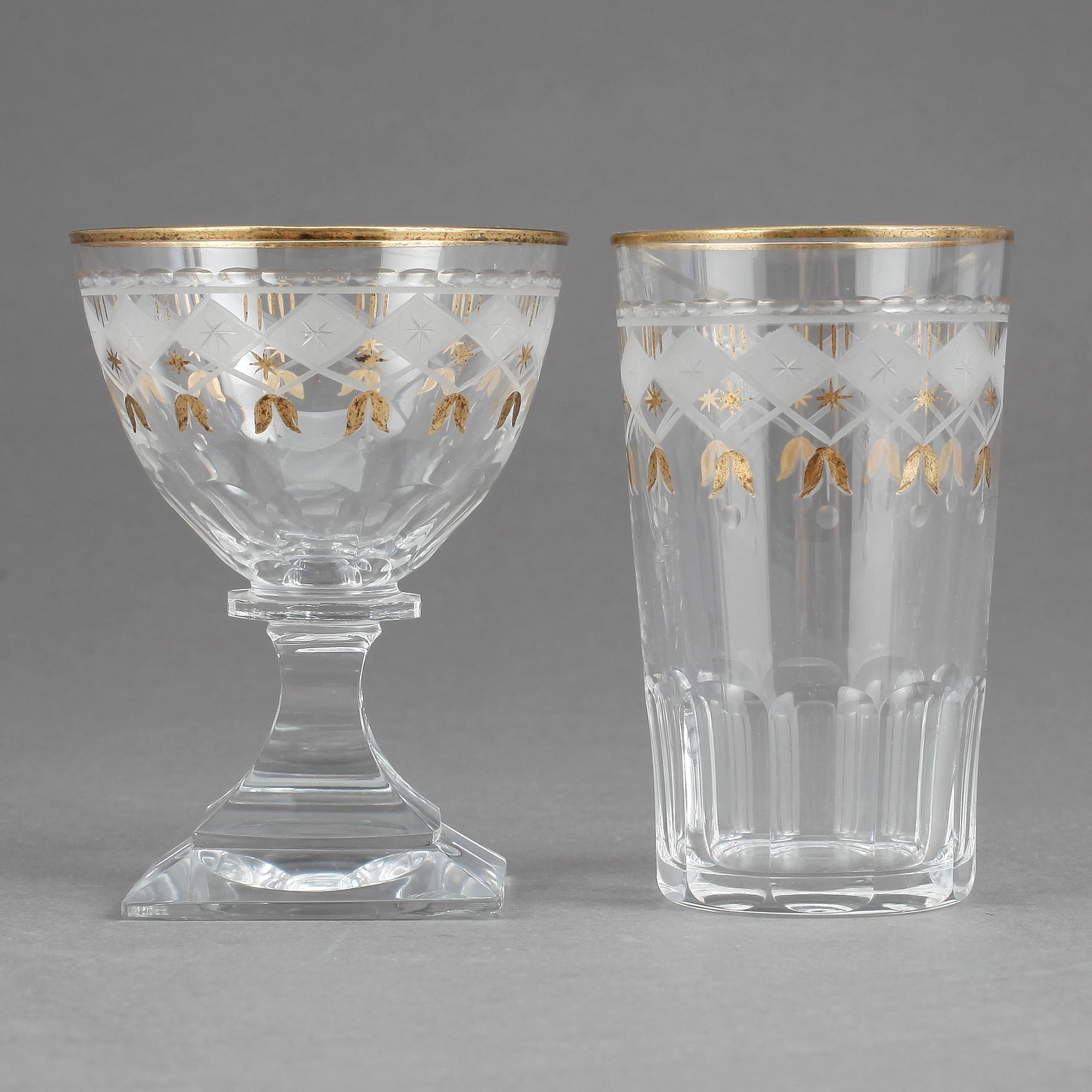 SERVISDELAR, 17 stycken, glas, Odelberg, Kosta.